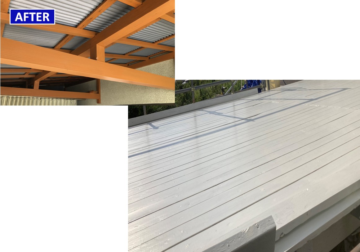 松本市　戸建て住宅　車庫・ウッドデッキ塗装　施工後