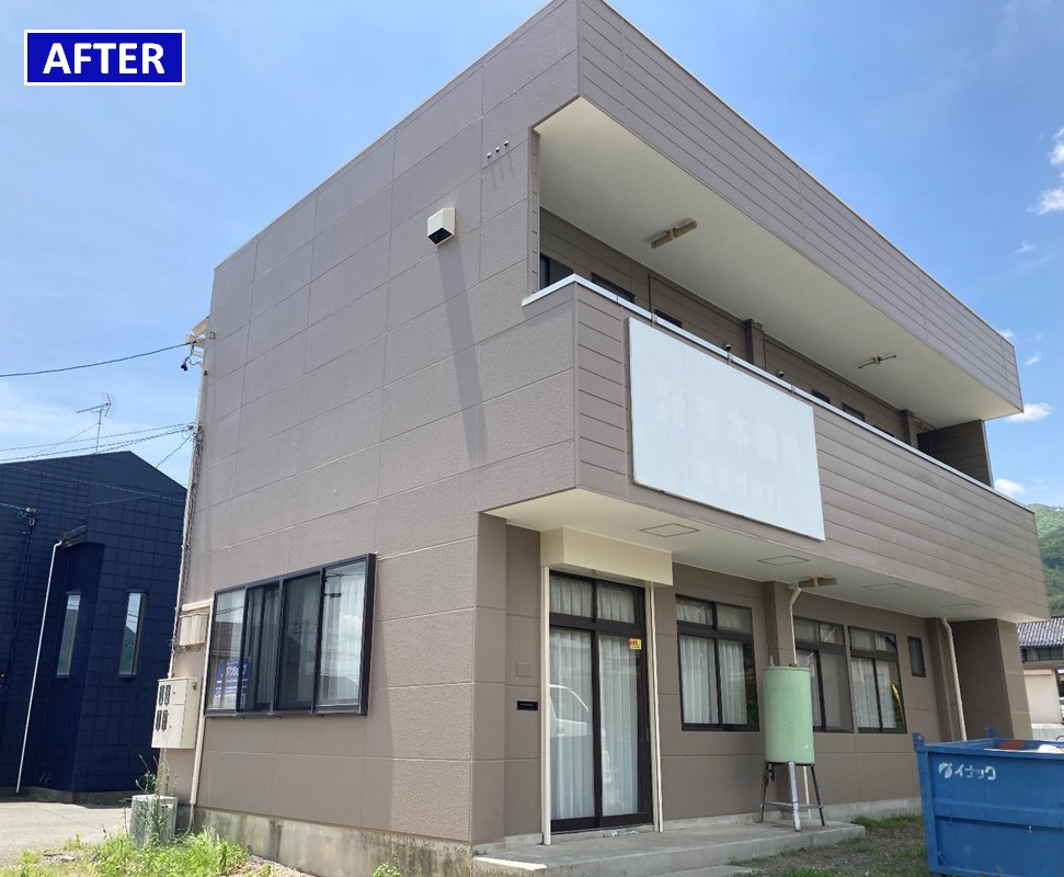 辰野町　アパート外壁塗装　屋根塗装　ハイブリッドシリコン塗料　施工後