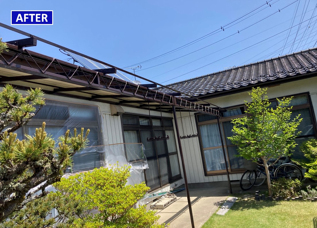 松本市　戸建て住宅　鉄部・雨樋塗装　フッ素樹脂塗料　施工後