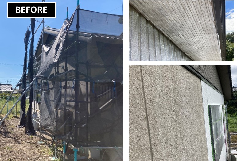 松本市　戸建て住宅　外壁塗装　屋根塗装　セラミックシリコン塗料　施行前