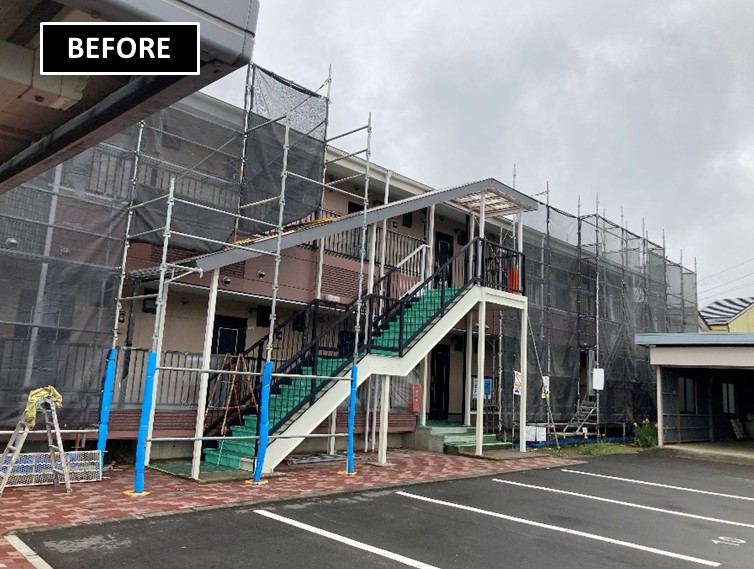 駒ヶ根市　アパート外壁塗装　屋根塗装　ラジカルシリコン塗料　無機塗料　施工前