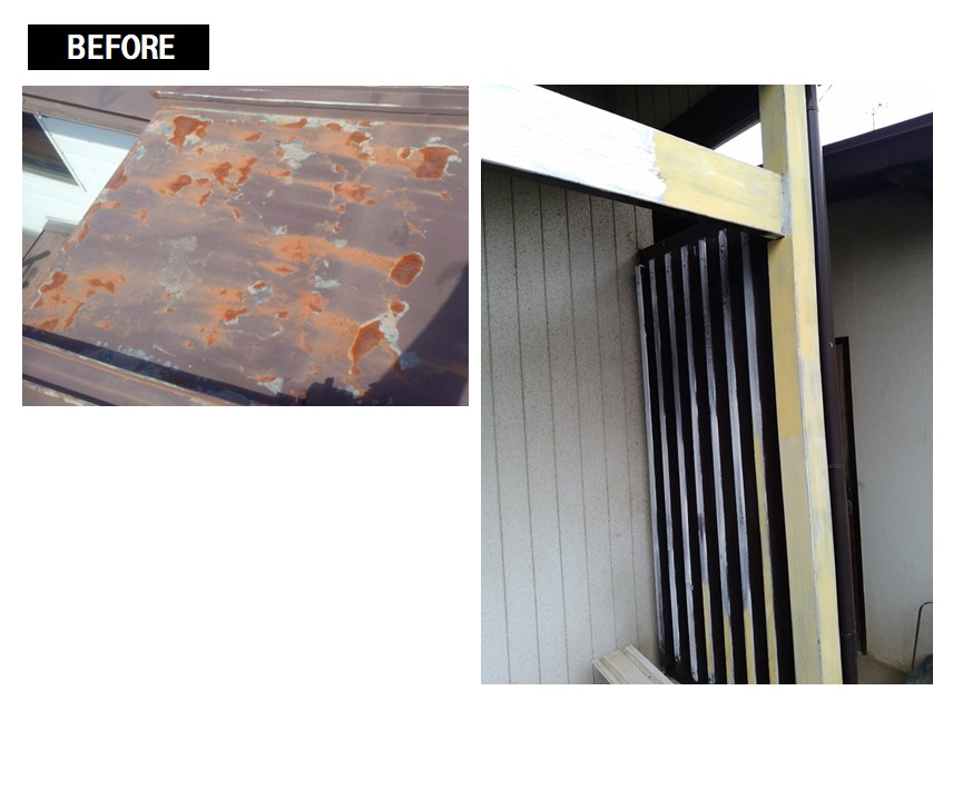 松本市　戸建て住宅　外壁塗装　屋根塗装　弾性リシン吹付塗装　フッ素塗料　施工前