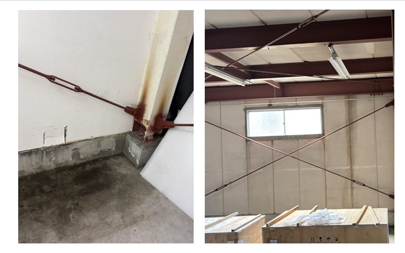 雨漏れ発生時の状況です。
上部から侵入した雨水が土間にま溜まり、内壁まで雨染みが広がっていました。